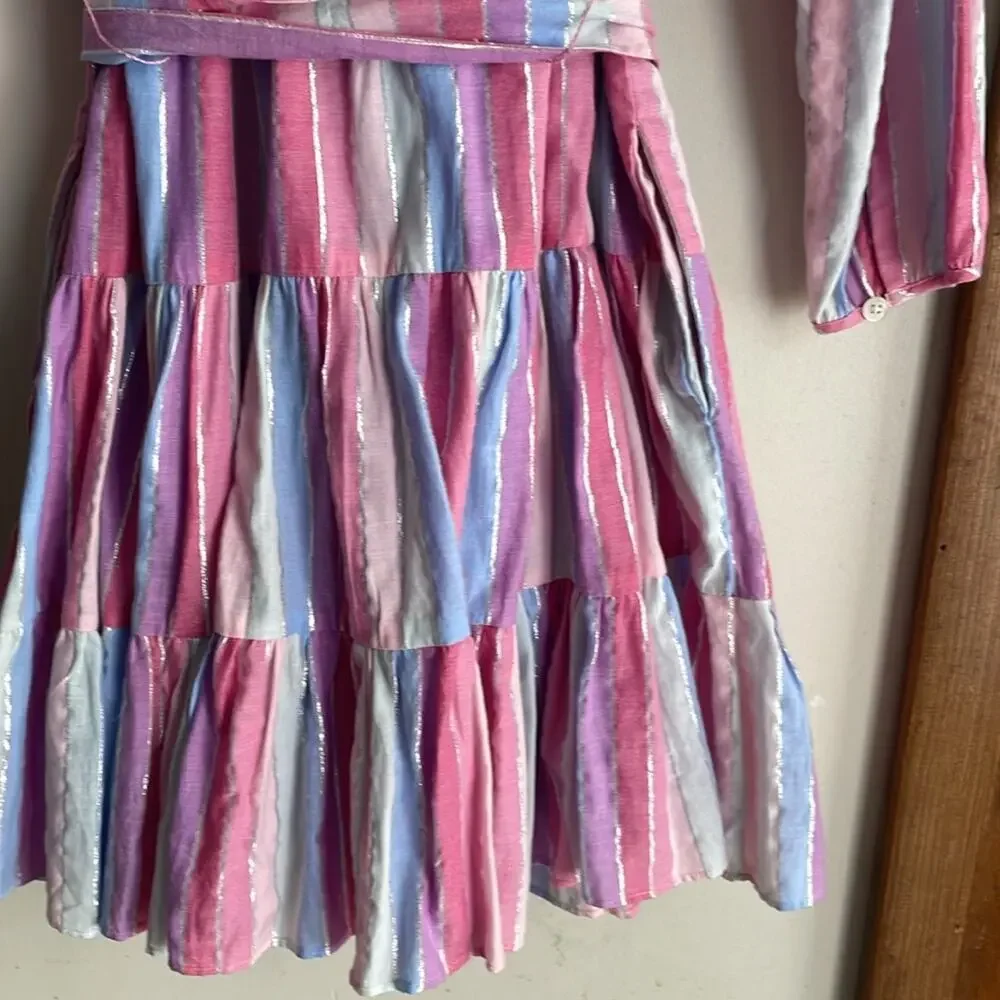 J.Crew Belted button-up dress in pastel stripe